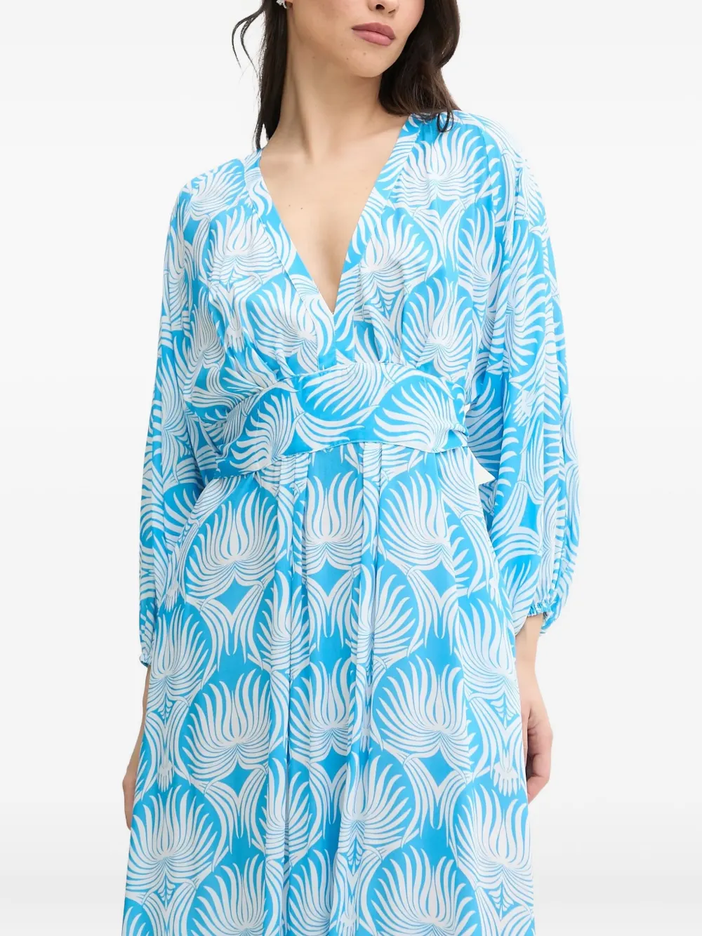 

Плиссированное платье макси с принтом Melissa Odabash, синий