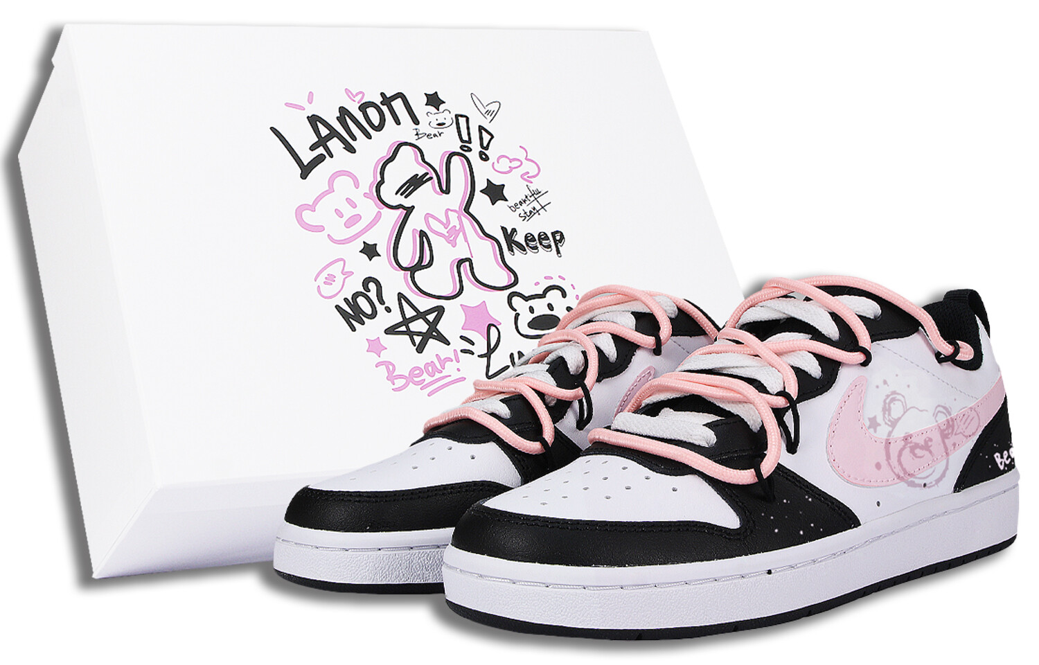 

Кроссовки Nike Court Borough 2 Skateboarding Shoes Women's Low-top Pink, белый