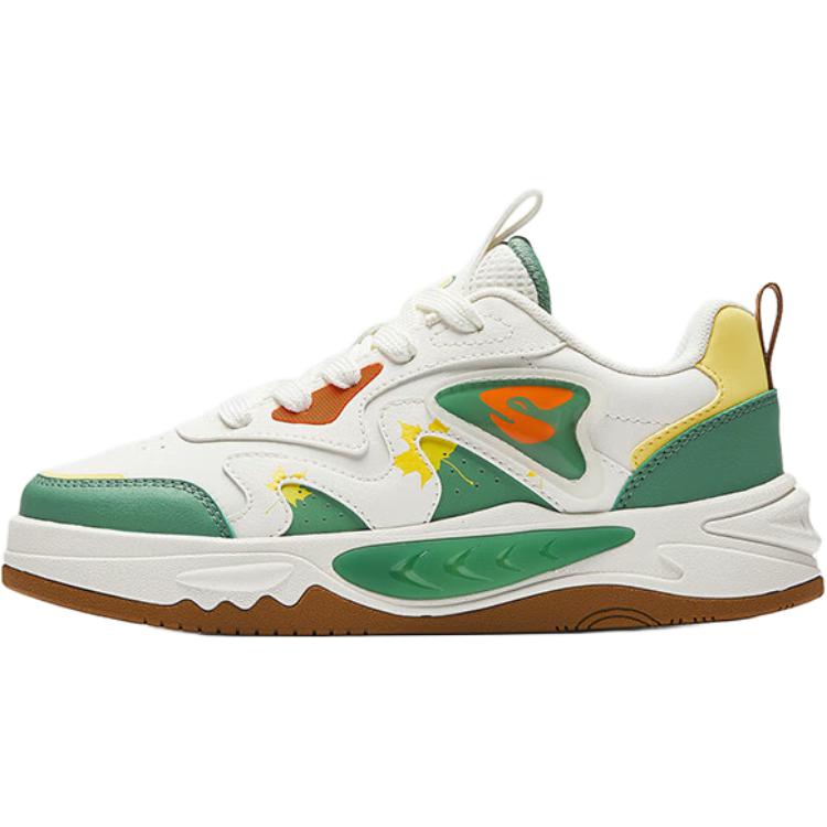 

Низкие нескользящие детские кроссовки для скейтбординга Unisex Antakids, слоновая кость/зеленый/светло-желтый