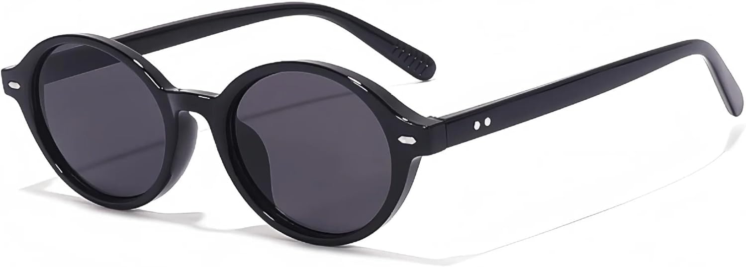 

Солнцезащитные очки с защитой UV400 | Овальные, с маленькими заклепками, в стиле панк и леопардового принта | для женщин и мужчин, для занятий спортом на открытом воздухе и вождения (черно-серые) PNTRBCK, Black Grey