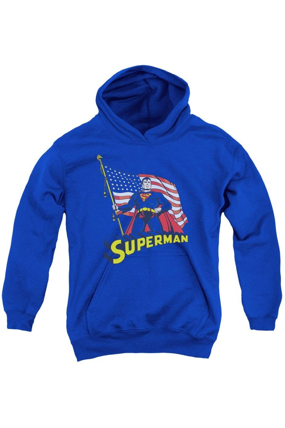 

Молодежная толстовка с капюшоном Superman и американским флагом Gildan, синий