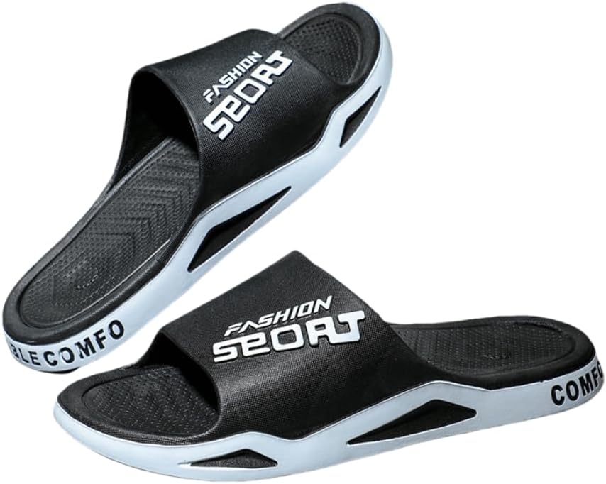 

Мужские ультра мягкие шлепанцы Hhhchpm, повседневные нескользящие тапочки, открытые туфли для дома, улицы, пляжа и душа, черный