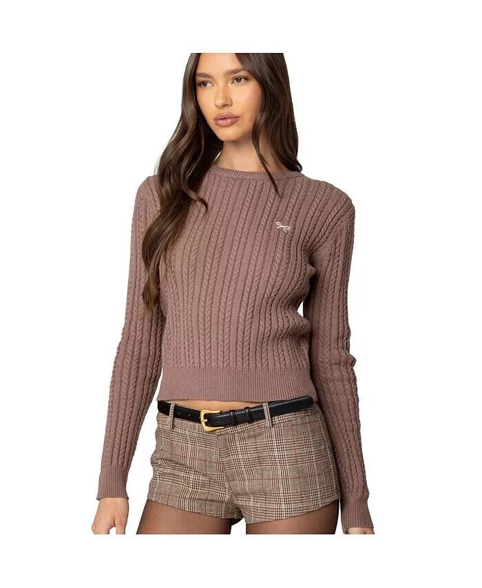 

Женский свитер Beverly Bow Cable Knit Edikted, коричневый