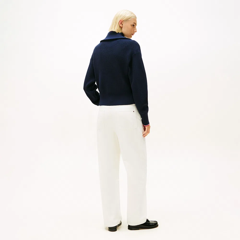 Женский хлопковый вязаный кардиган на молнии тёмно-синий от Tommy Hilfiger Women — фото 3