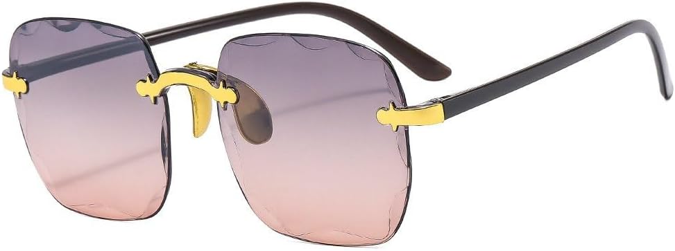 

Женские солнцезащитные очки без оправы, модные очки с градиентными линзами, винтажные женские солнцезащитные очки с металлическими дужками, классические очки GHVWYX, Gray Tea 1