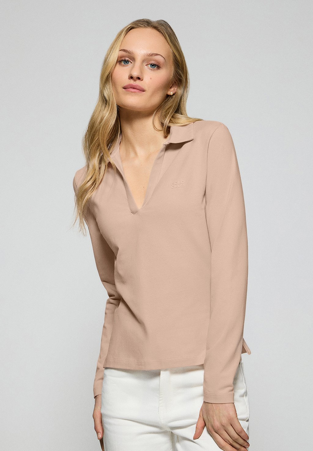 

Футболка с длинным рукавом V BUTTONLESS BLOCK PIA Polo Club, цвет Makeup