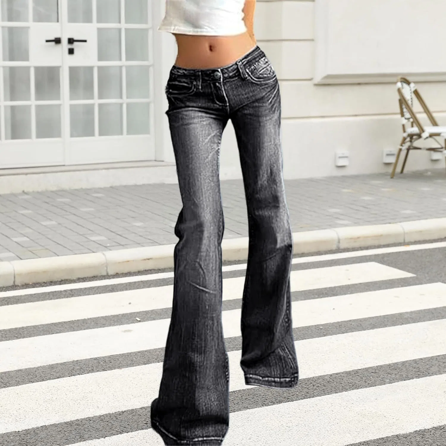 Джинсы клеш Rise Jeans, черный — фото 2