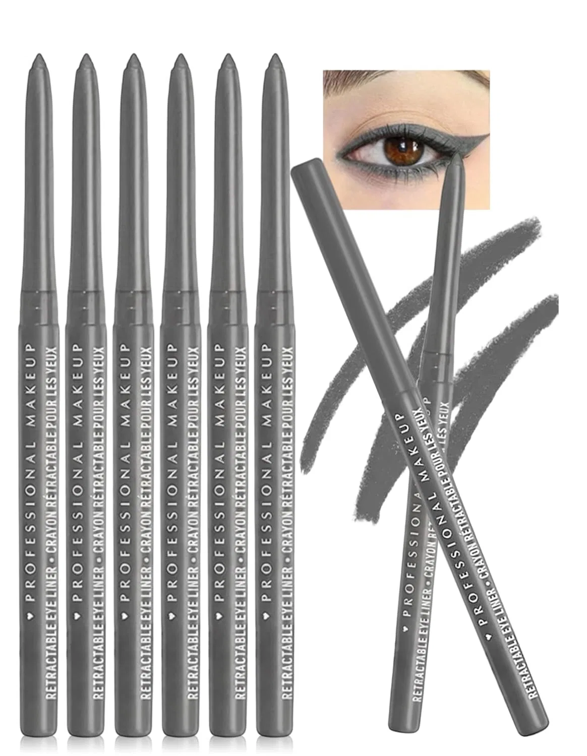 Набор гелевых карандашей для глаз Erinde из 6 штук, серый Erinde, 05# Dark Grey