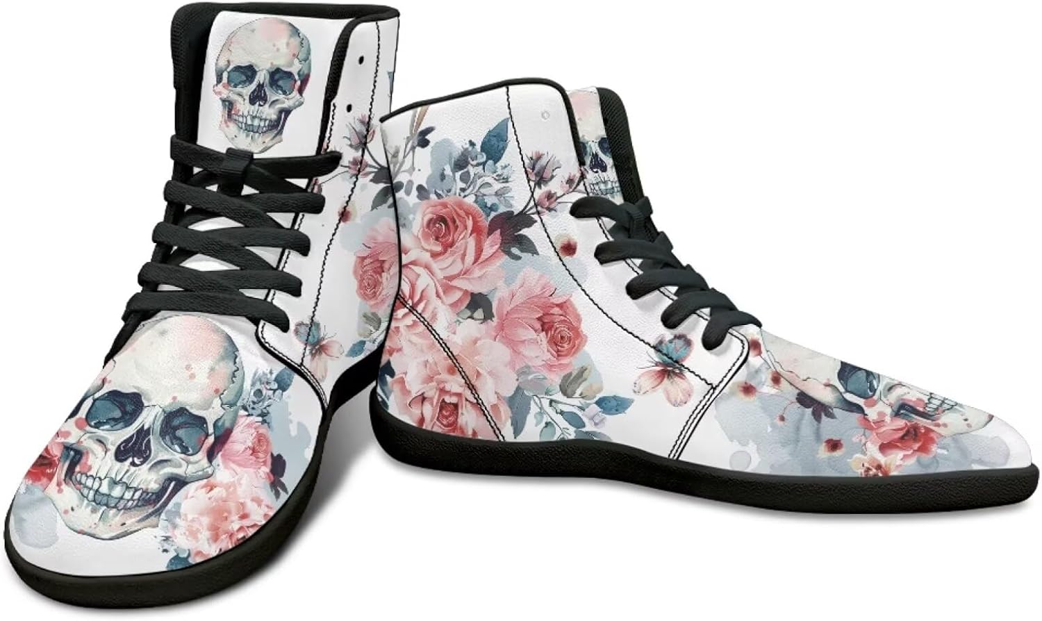 

Высокие кроссовки с принтом черепа для мужчин- ультралегкие кеды с резиновой подошвой для путешествий и бега Watdotory, Skeleton Graphic