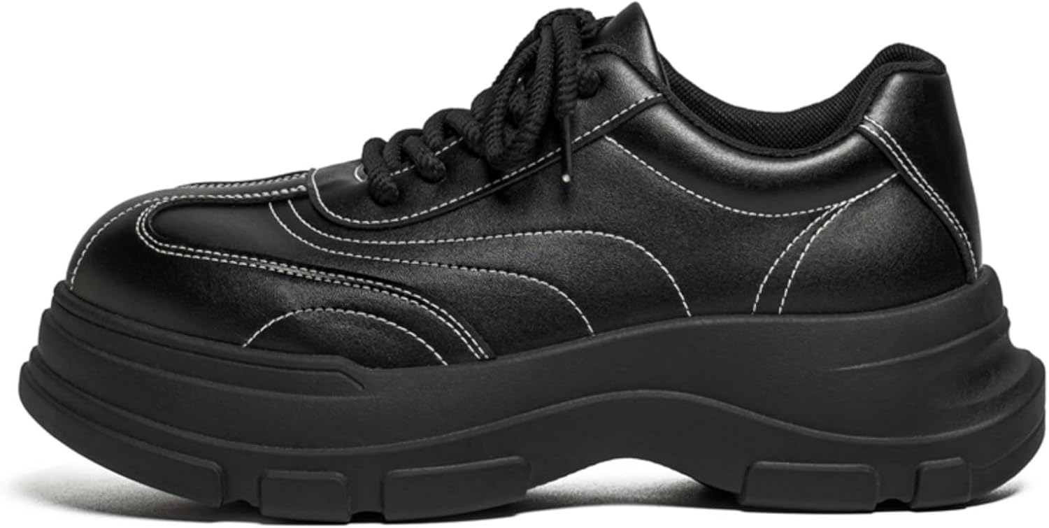 

Мужские черные массивные кроссовки на платформе, ретро стильные с шнуровкой, повседневные обувь с дышащей сеткой, модная обувь с толстой подошвой для уличного стиля и ежедневной носки Aokisx