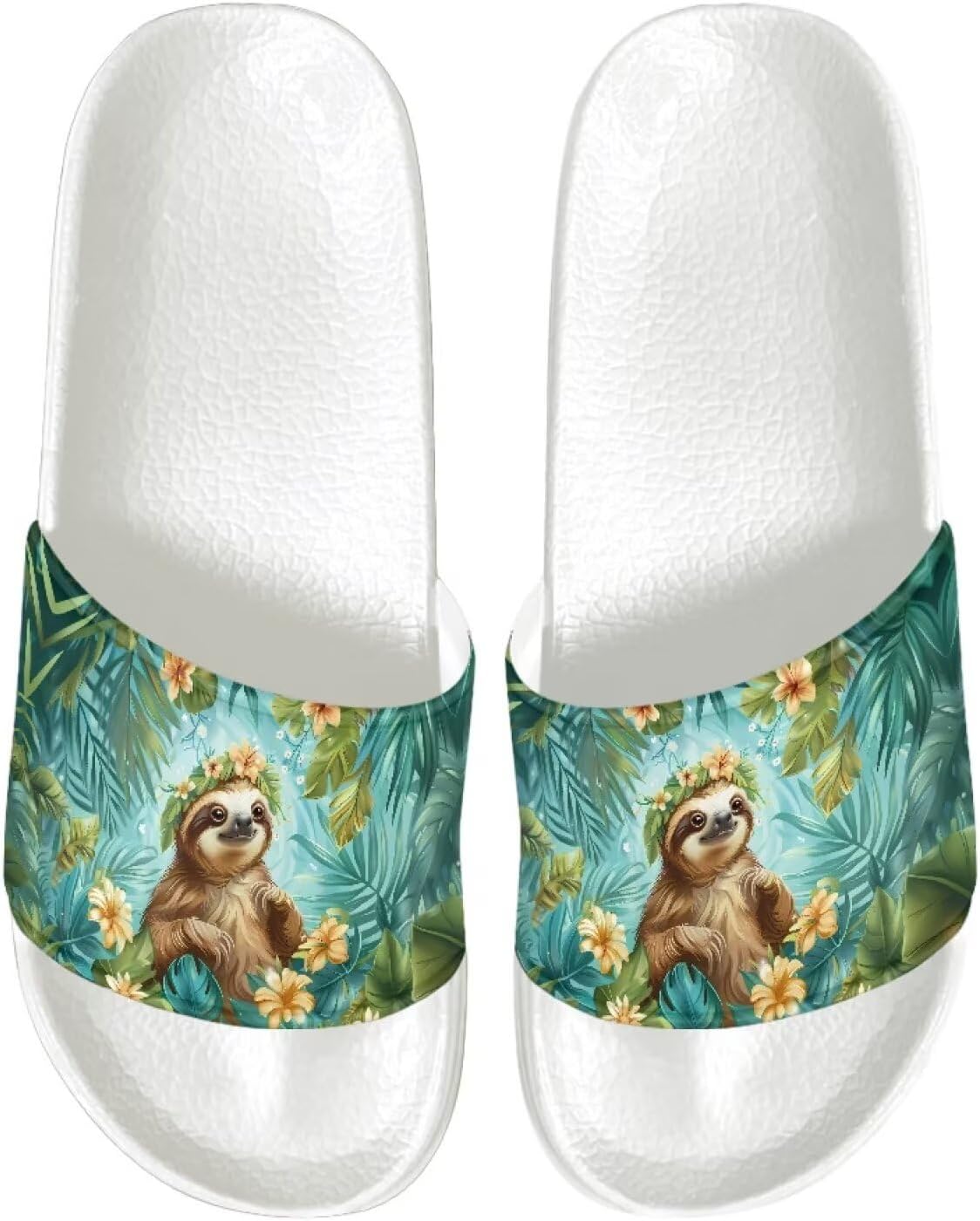 

Сандалии JUDENTIDOS с открытым носком, шлепанцы для душа, нескользящие, из EVA, для женщин, Funny Sloth Floral