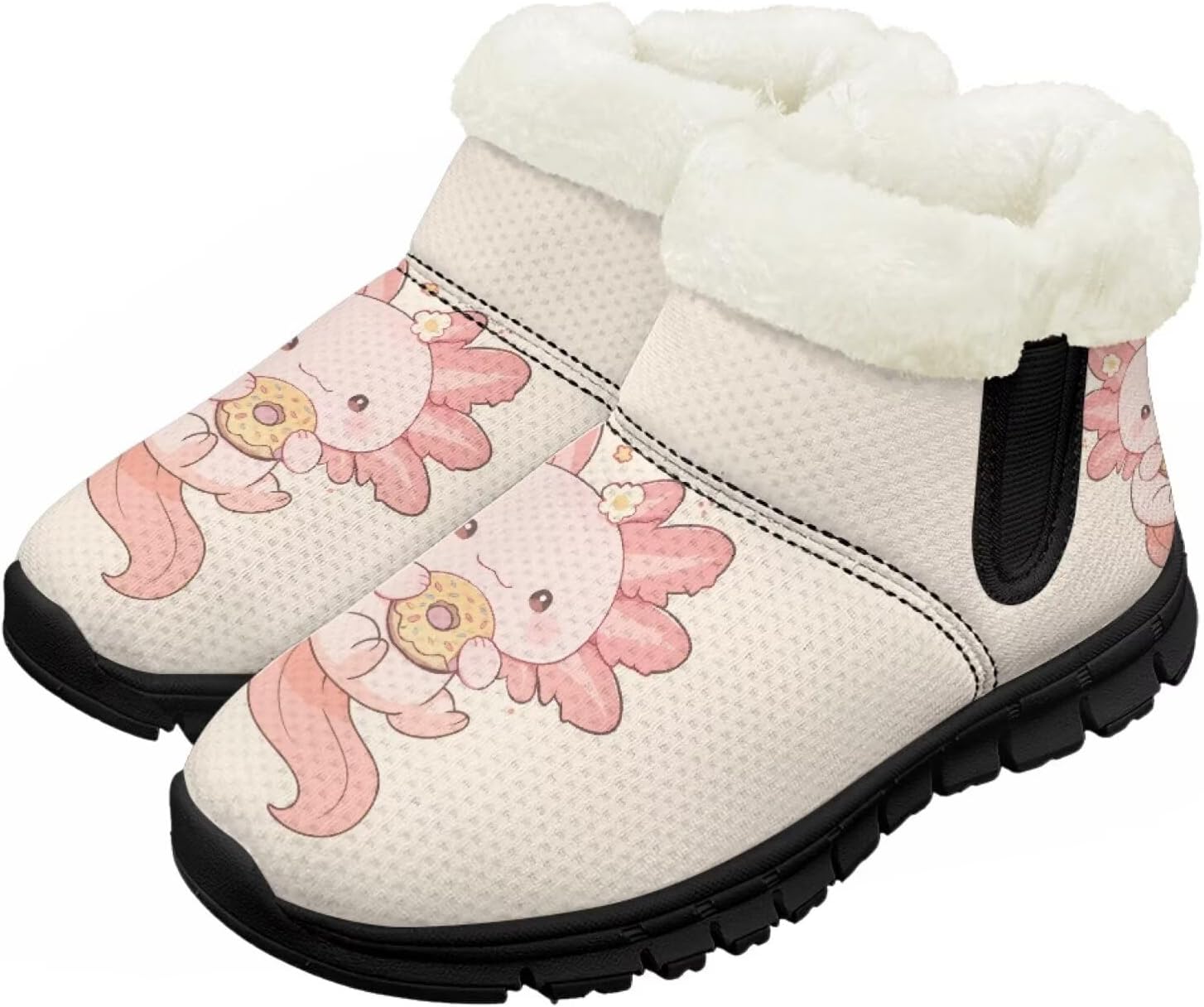 

Большие и маленькие детские зимние сапоги с меховой подкладкой для девочек, пушистые сапоги, нескользящие уютные зимние ботинки для улицы Pointodoor, Axolotl Donut