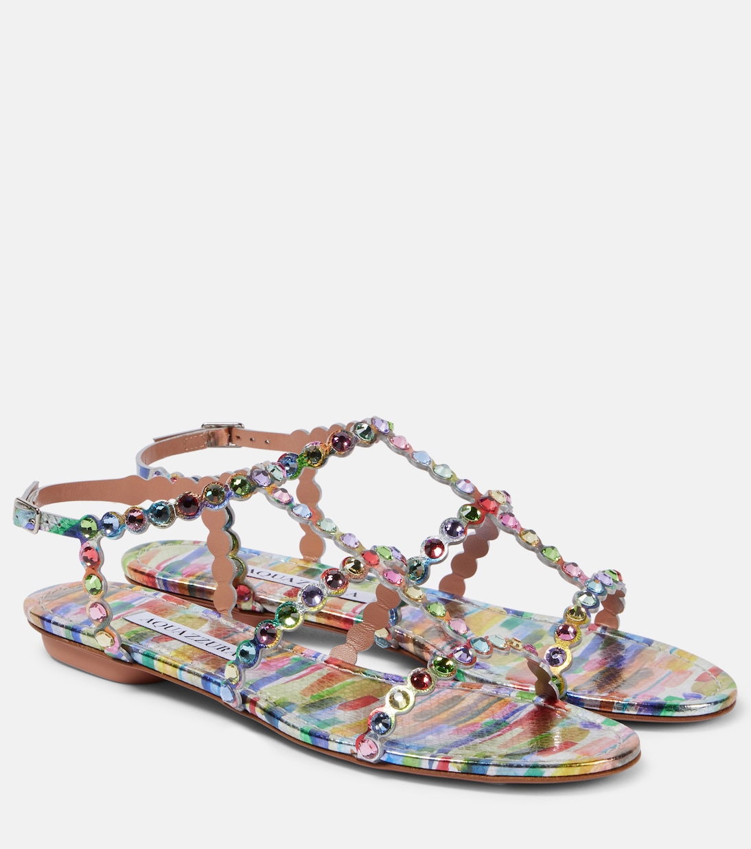 Кожаные сандалии с отделкой из текилы Aquazzura, Rainbow