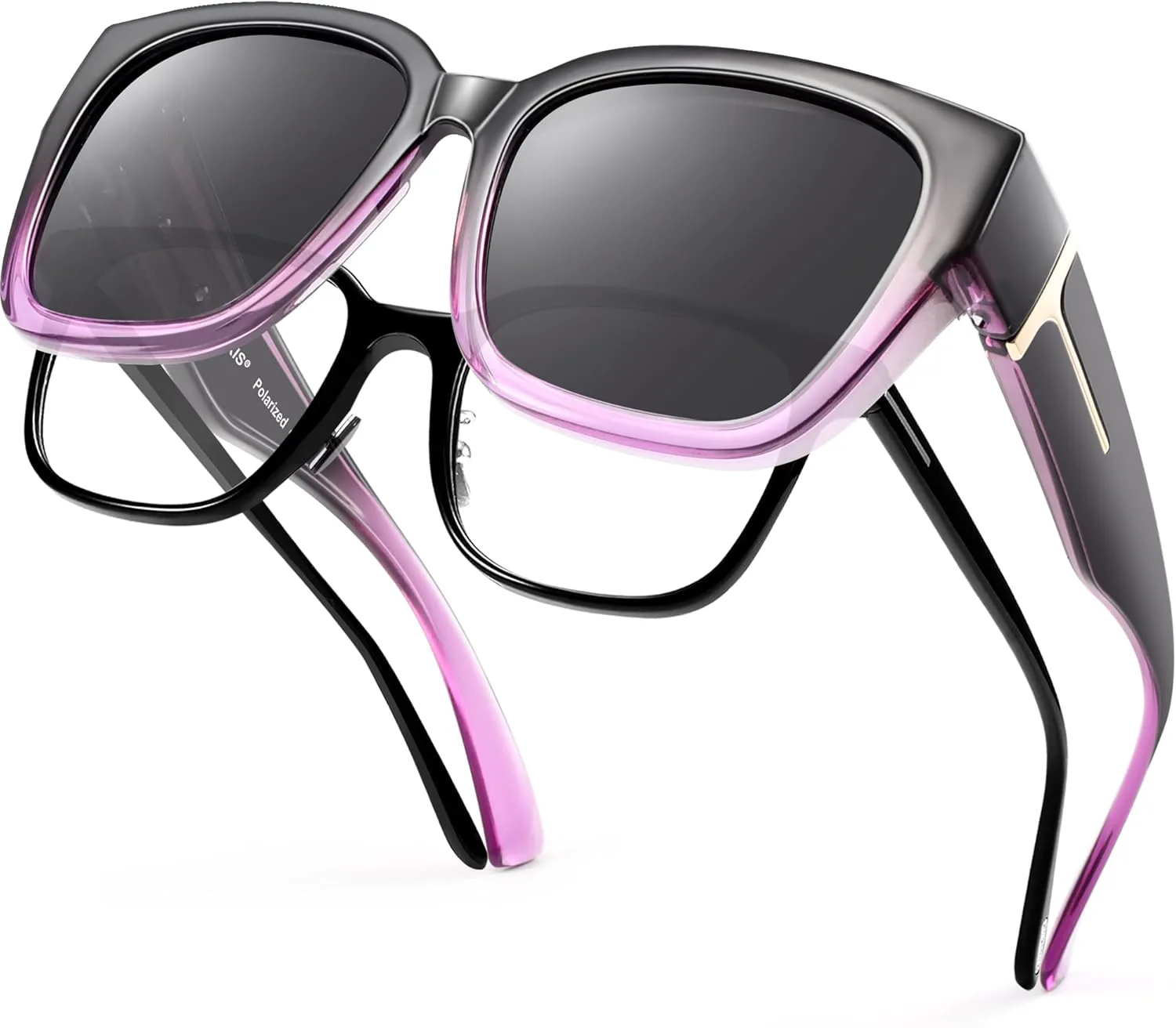 

Солнцезащитные очки, надеваемые поверх очков, для женщин и мужчин, поляризованные, с защитой UV400, модные квадратные Paukis, A04 Gradient Purple Frame/Grey Lens