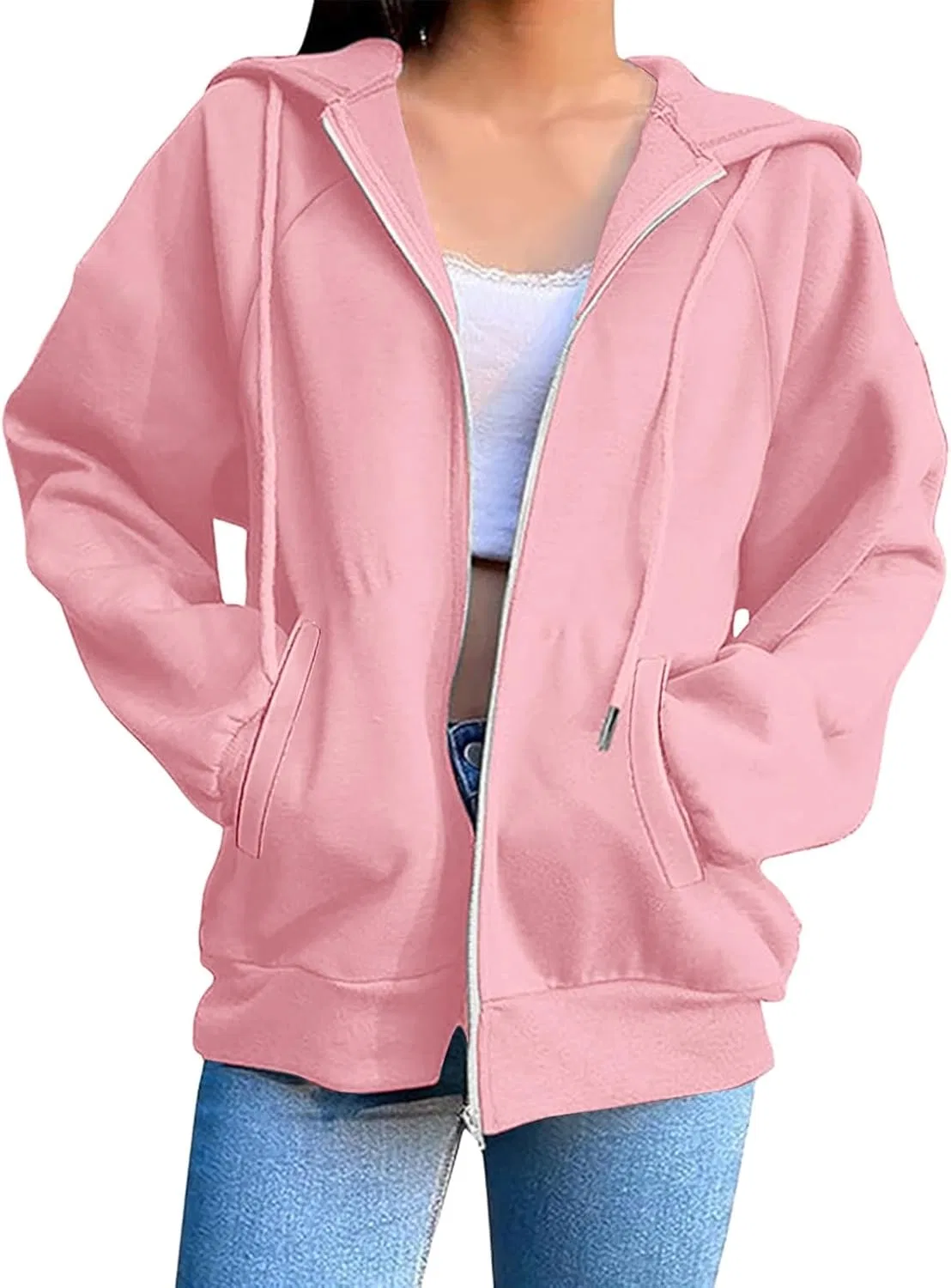Толстовка женская на молнии, бренд Generic, цвет 01_pink — фото 2