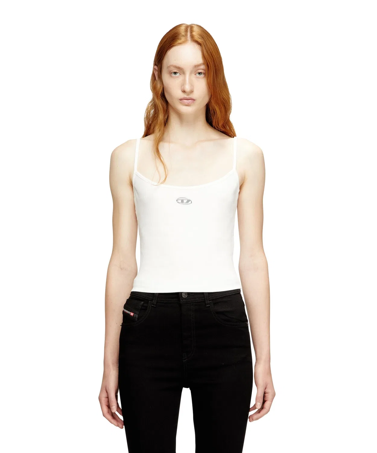 Женский топ-камисоль Slim Fit с логотипом, хлопок, белый