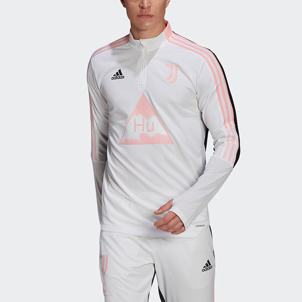 Толстовка adidas x Crossover Juve Hu Tr Top Juventus Soccer/Football Half Zipper Stand Collar Sports White Black Colorblock, белый — фото 2