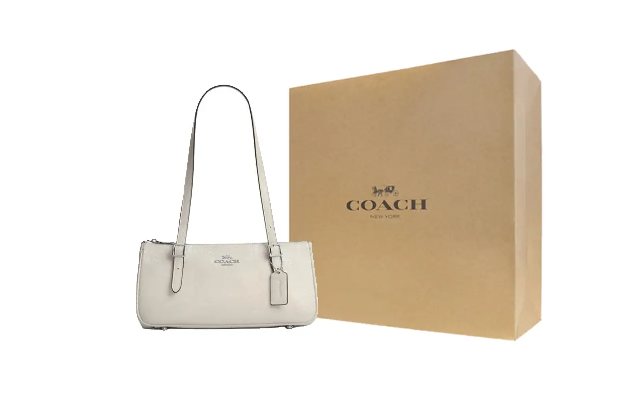 

COACH Кожаная дорожная сумка для боулинга через плечо большая женская белая