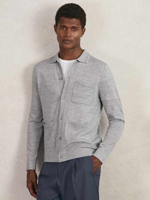 

Мюнхен рубашка на пуговицах из мериносовой шерсти Reiss, Soft Grey Mouline
