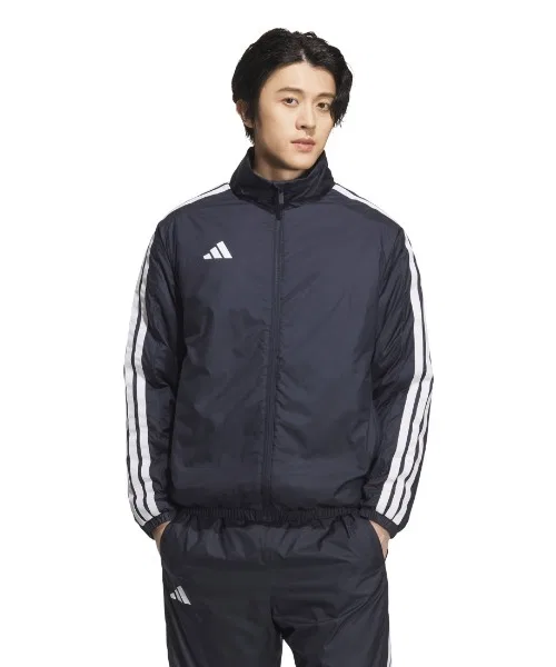 Ветровка adidas с утеплителем, свободный крой, тёмно-синяя