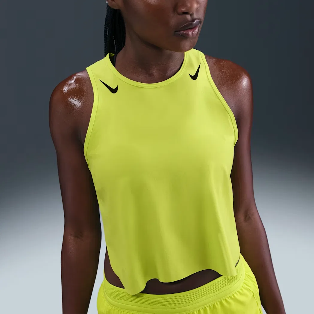 Топ для бега женский AeroSwift Dri-FIT Adv укороченный Nike, Yellow — фото 4