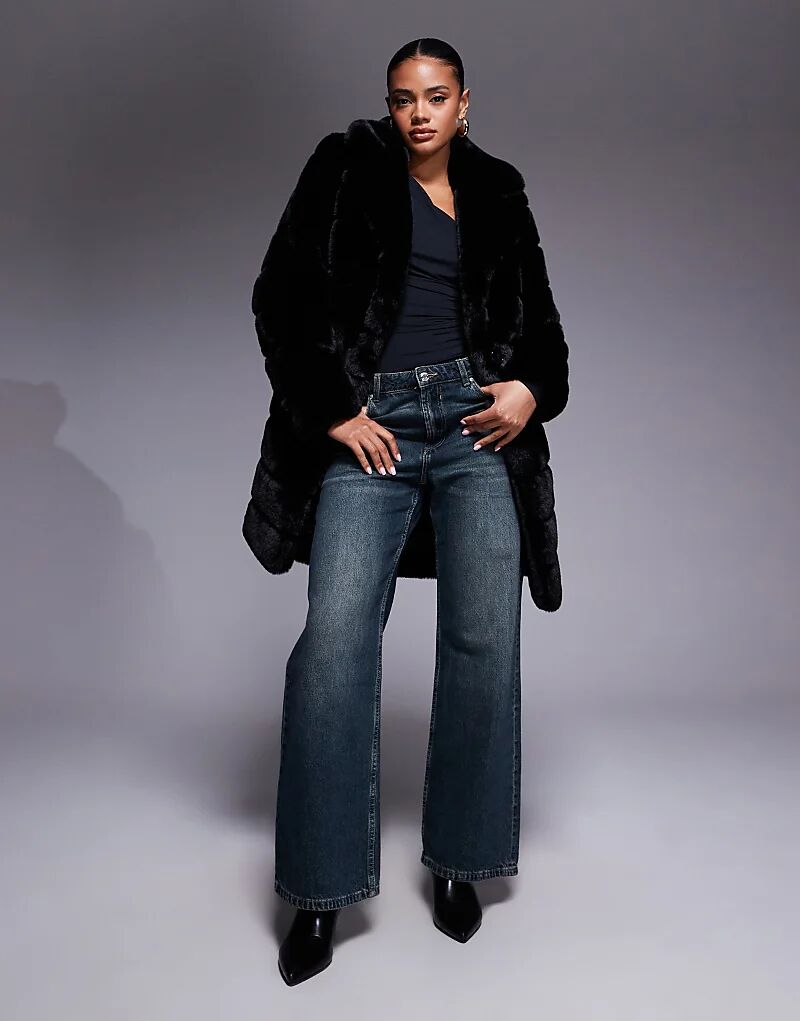 

Многоярусная шуба из искусственного меха Forever New черного цвета