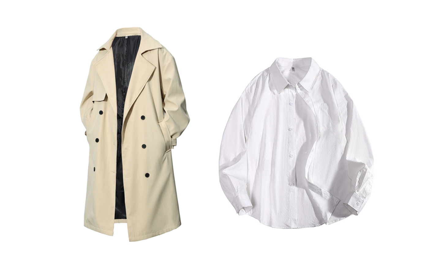 

BRUMAIRE Тренч унисекс, Khaki Trench Coat+White Shirt