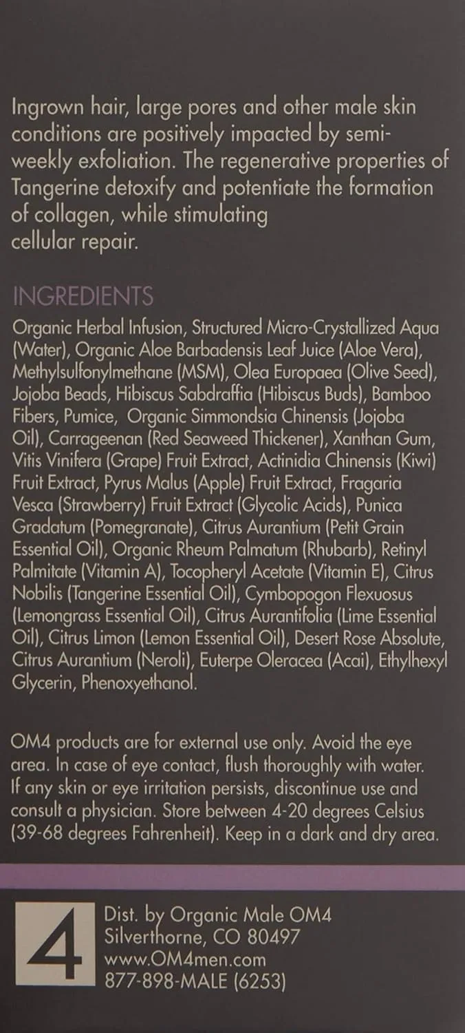 Organic Male OM4 Resurface: Citrus Bamboo Resurfacing Scrub - Mens Gentle Exfoliator Renews Hydrates Skin 93.56 г (1 шт.) — фото 3