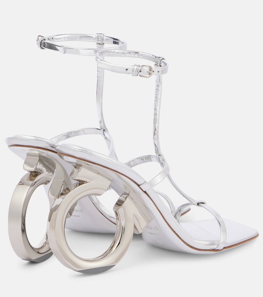 Элина 105 сандалии из металлизированной кожи Ferragamo, Argento 8 — фото 3