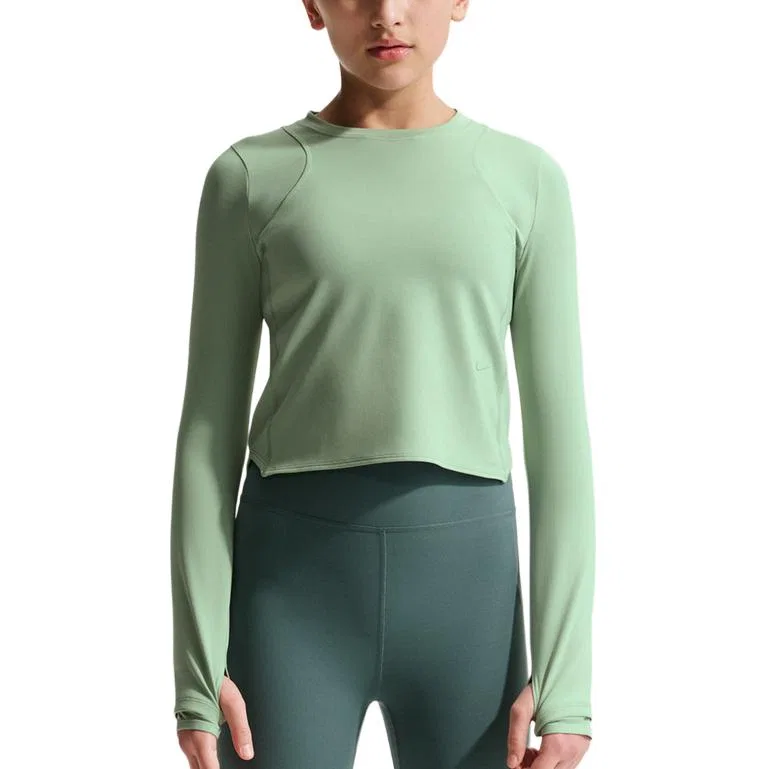 Футболка Nike MAVN DF Ribbed LS детская зеленая