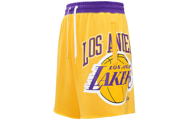 Шорты los angeles lakers баскетбольные спортивные повседневные дышащие шорты Nike, желтый — фото 2