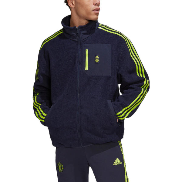 Куртка Men's adidas Logo Printing Pattern Stripe Soccer/Football Jacket Navy Blue, синий — фото 3
