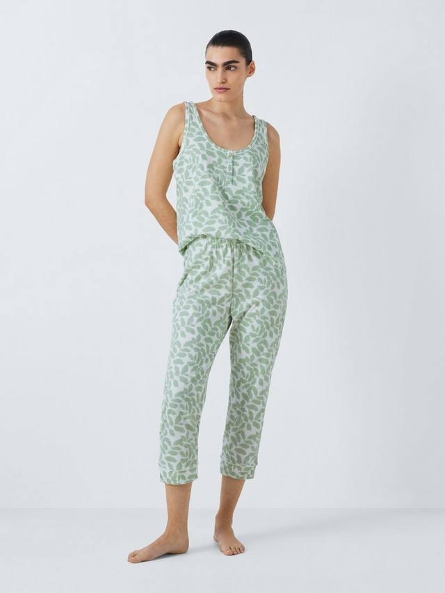 

Пижамный комплект Ines с листовым принтом John Lewis, Sage/White