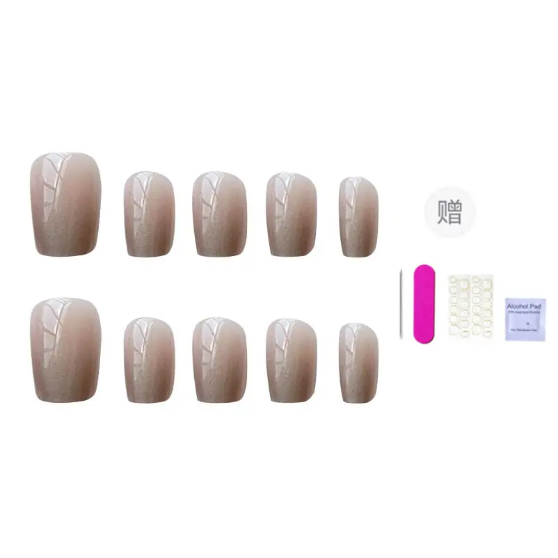 

ORANOT Серебристо-серый градиент ручной работы Cat Eye повседневные премиум накладные ногти Middle Ladder 24mm