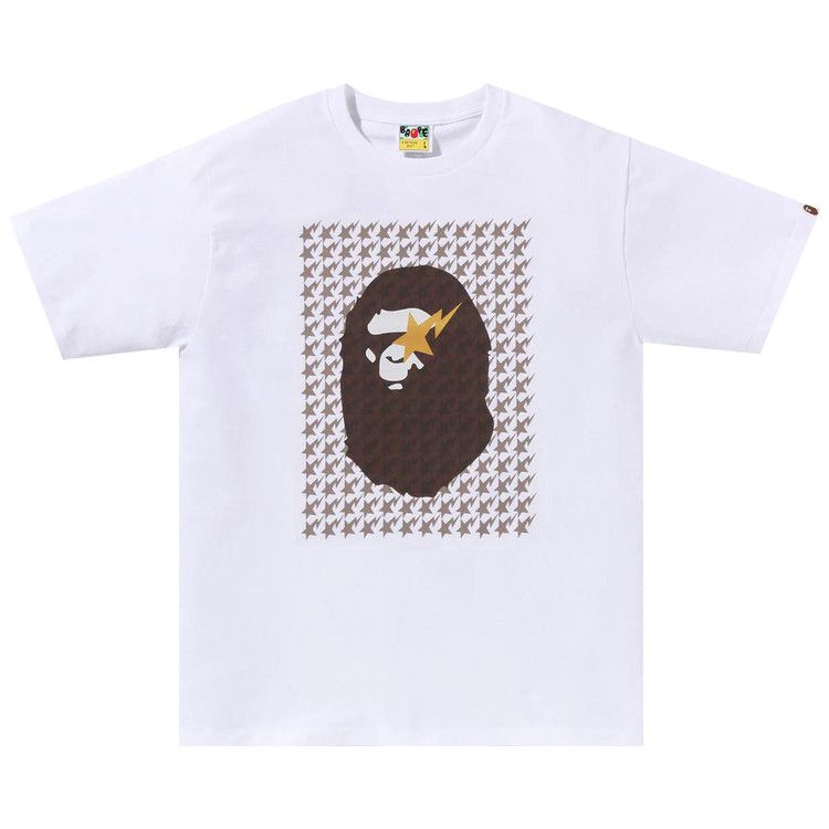 

Футболка BAPE Sta Houndstooth Ape Head Tee, White/Brown