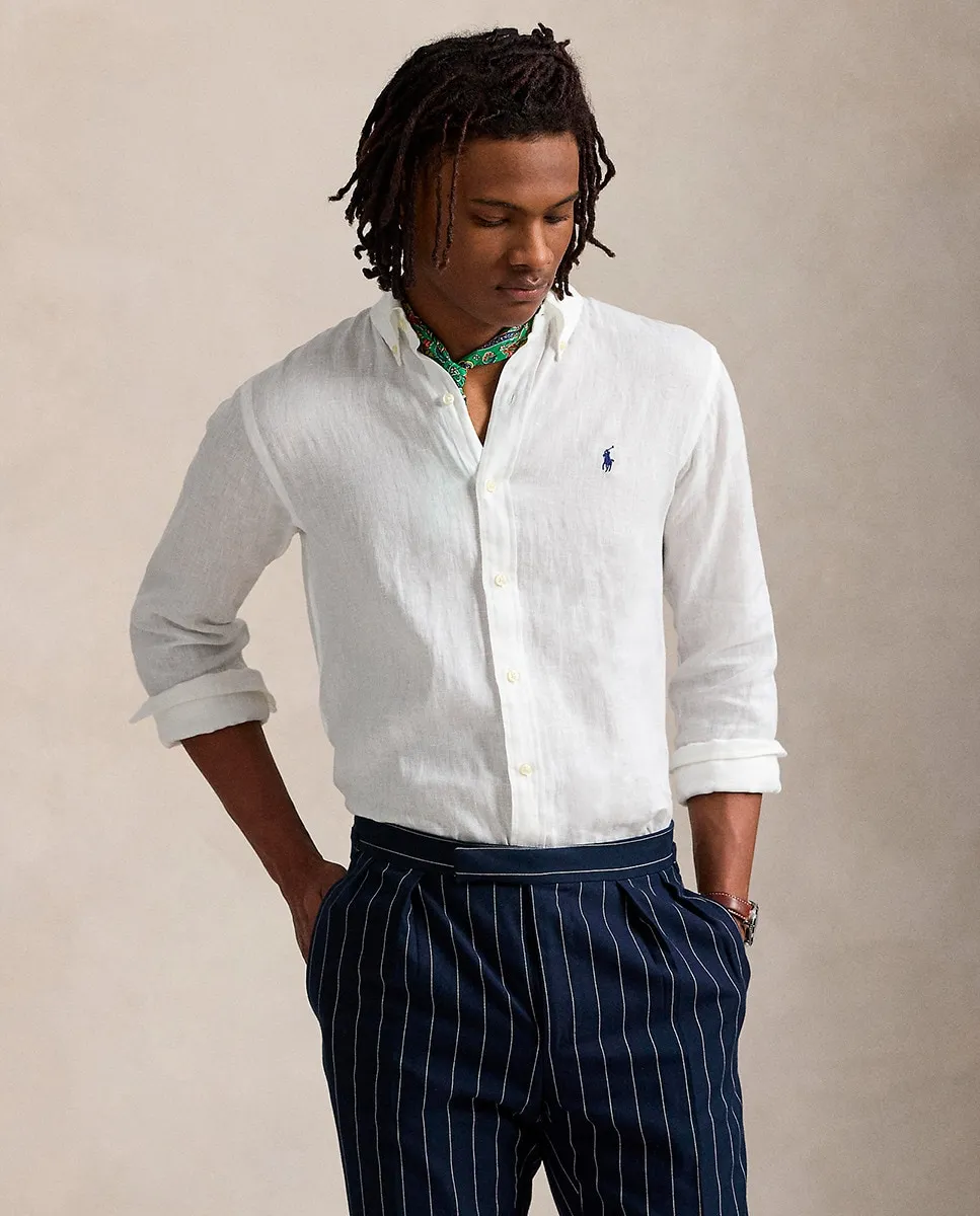 

Мужская льняная рубашка, стандартный крой Polo Ralph Lauren, белый