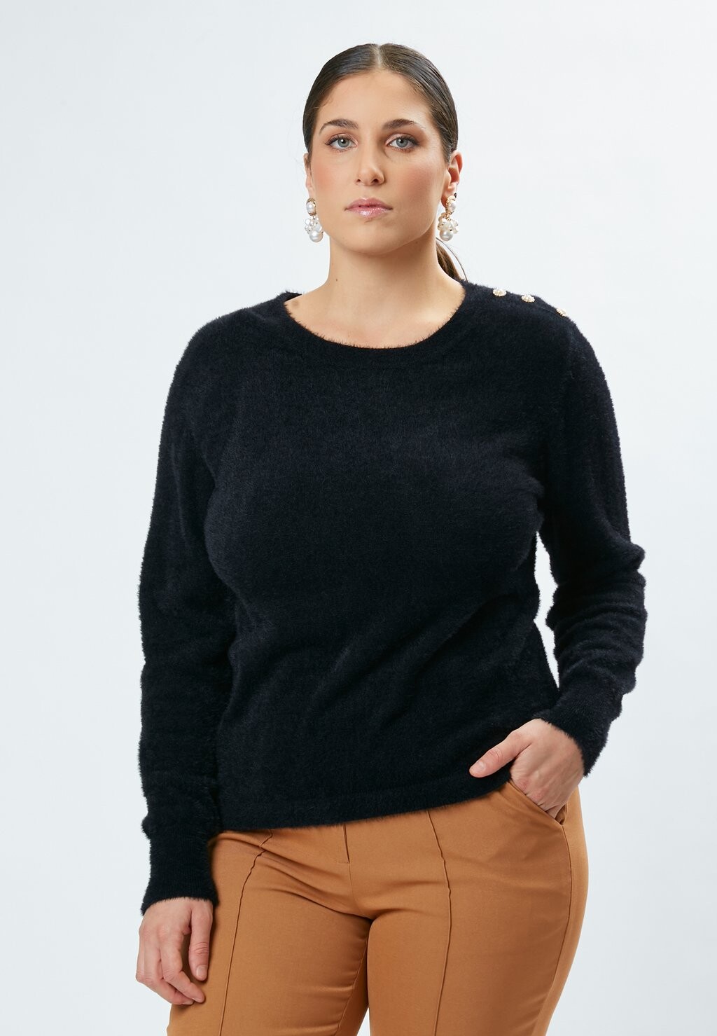 

Флисовый джемпер EMBELLISHED FLUFFY Maison Form'elle, черный