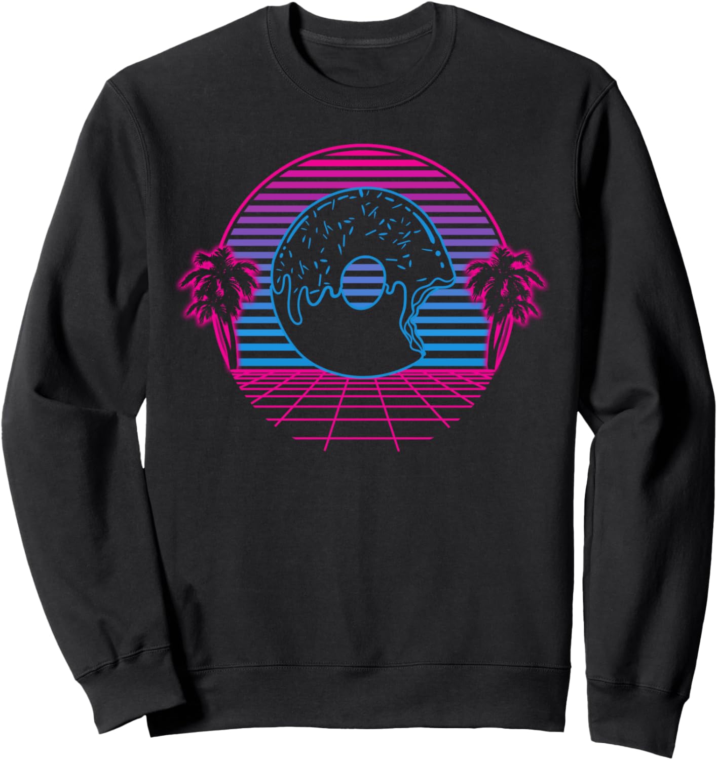 

Пончик, пончиковая, пекарня, ретро-винтажная толстовка Retrowave Synthwave Vaporwave Donut, черный