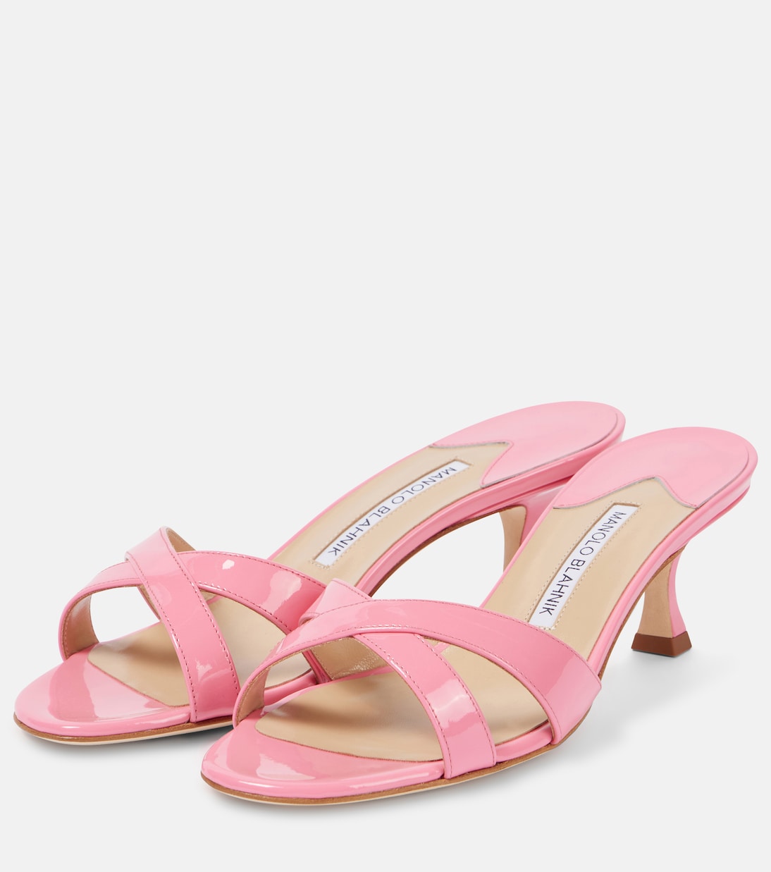 Кожаные сандалии Callamu 50 с лаковым покрытием Manolo Blahnik, 6743 Bpnk — фото 4