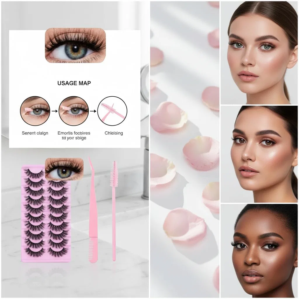 Набор многоразовых накладных ресниц «Faux Mink Wispy Cat Eye» Cbmzhf — фото 4