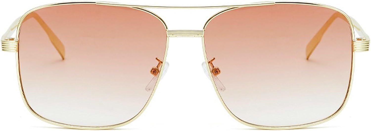 

Ретро-солнцезащитные очки большого квадратного размера для женщин и мужчин, винтажные солнцезащитные очки в металлической оправе с двойной перемычкой, унисекс, модные mincl, Brown