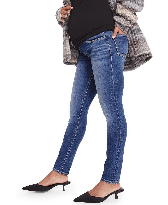 

Узкие джинсы для беременных Over the Bump темно-синего цвета HATCH Collection, синий