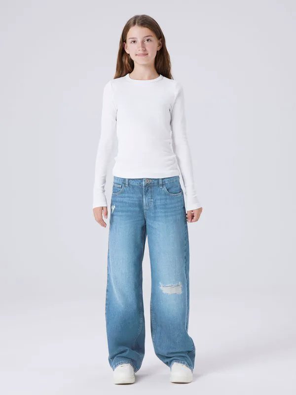 Джинсы прямого кроя с эффектом потертости Two Soon, Medium Blue Denim