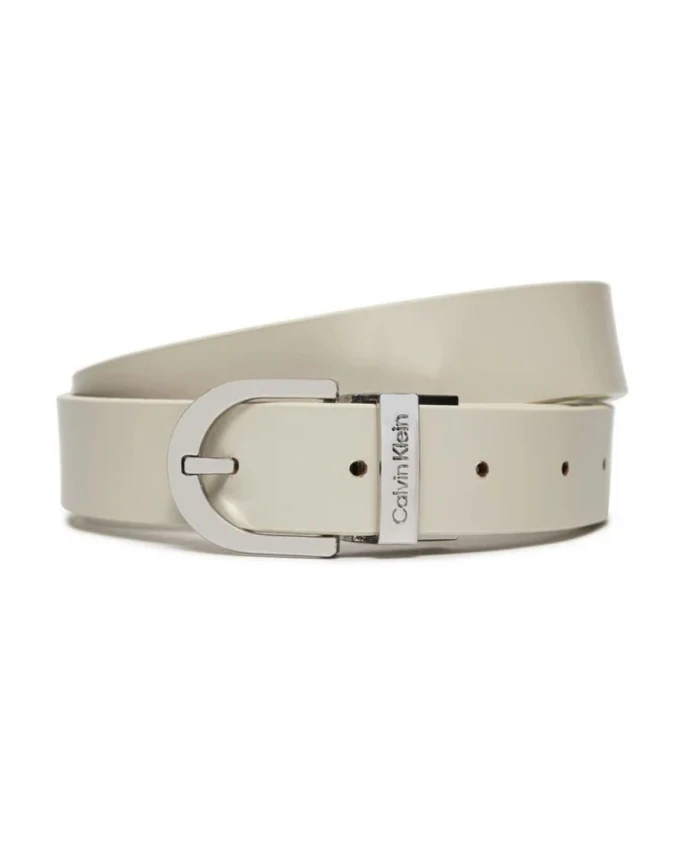 

Двусторонний ремень с круглой пряжкой Calvin Klein, бежевый
