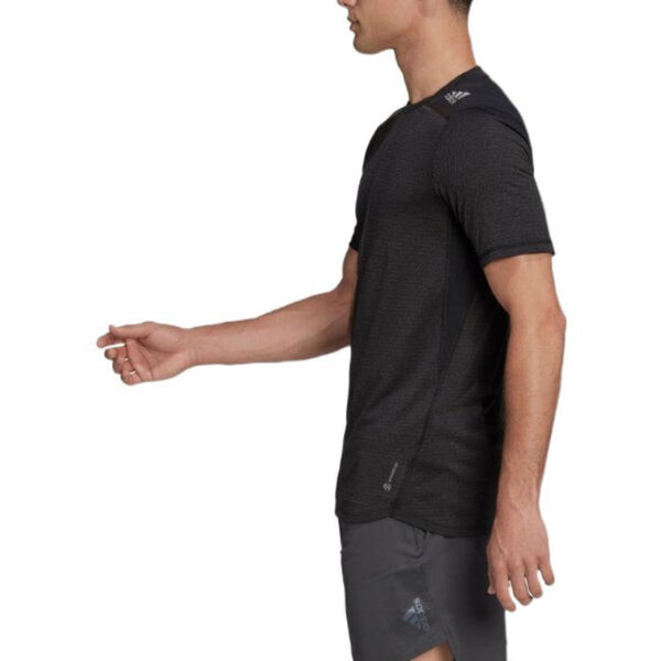 Футболка Men's adidas Mesh Panel Armpit Round Neck Pullover Short Sleeve Black T-Shirt, черный — фото 4