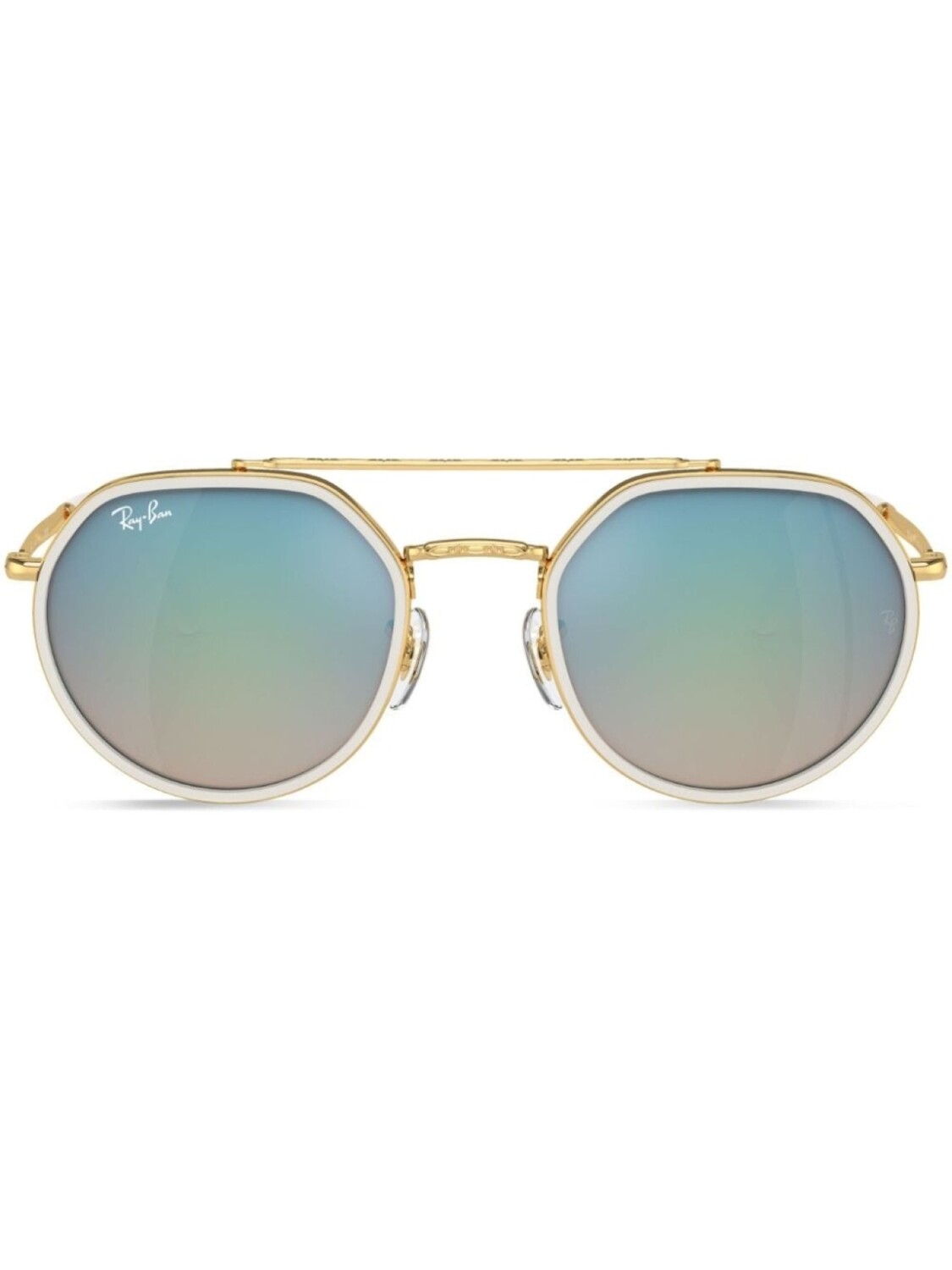 

Ray-Ban солнцезащитные очки в круглой оправе с логотипом, золотистый