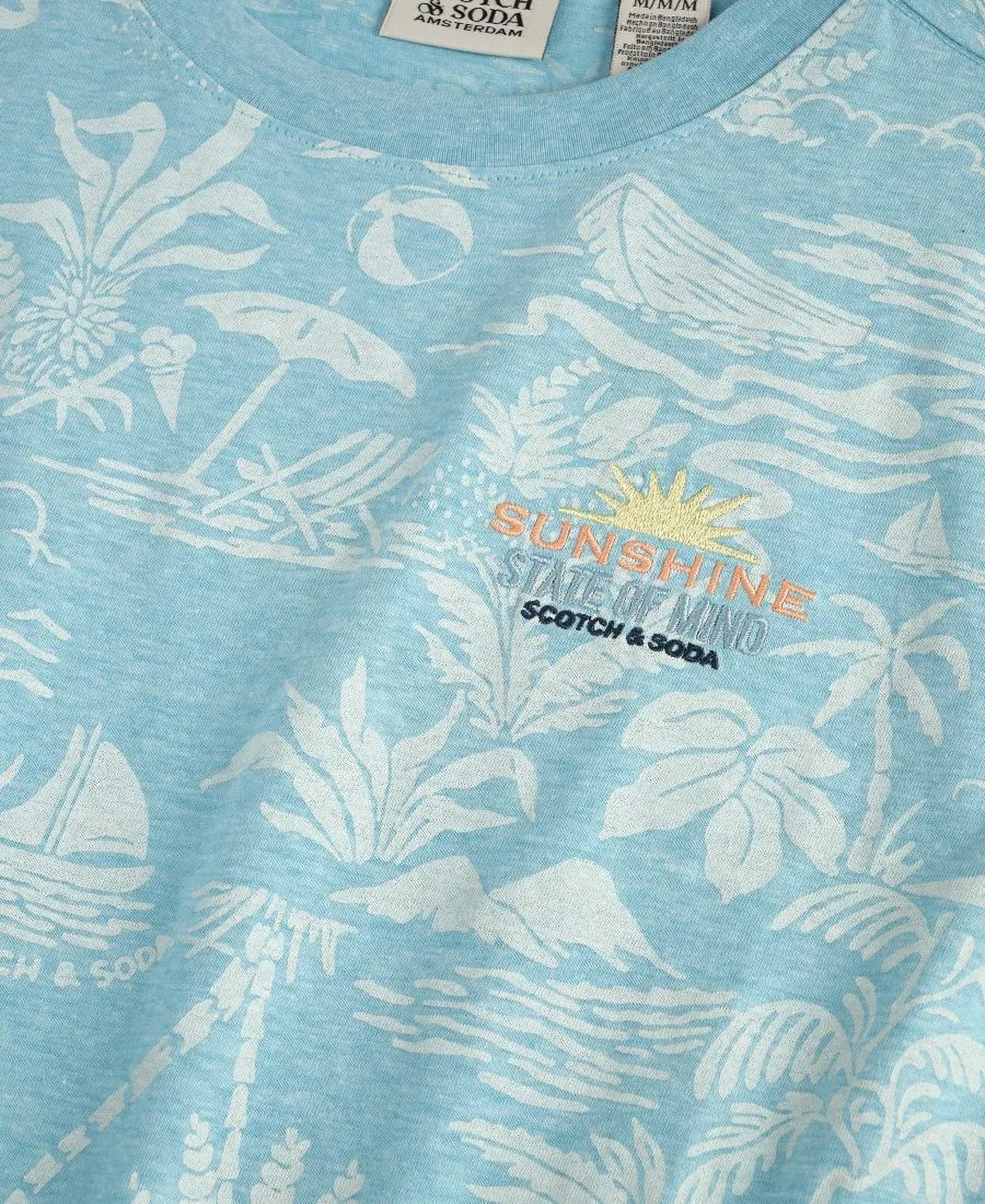 Детская футболка с круглым вырезом и принтом, размер 4-7 Scotch & Soda, синий — фото 3