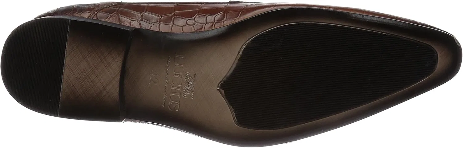 Оксфорды мужские из кожи с тиснением под крокодила, Brown Lucius — фото 4