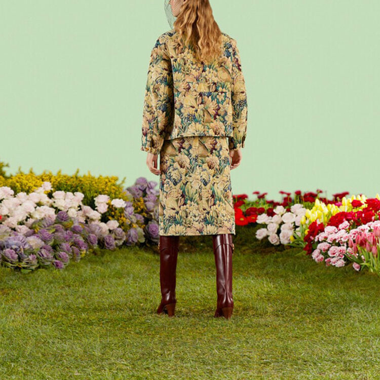 Китайский Новый год Повседневная длинная юбка женская зеленая Gucci — фото 3