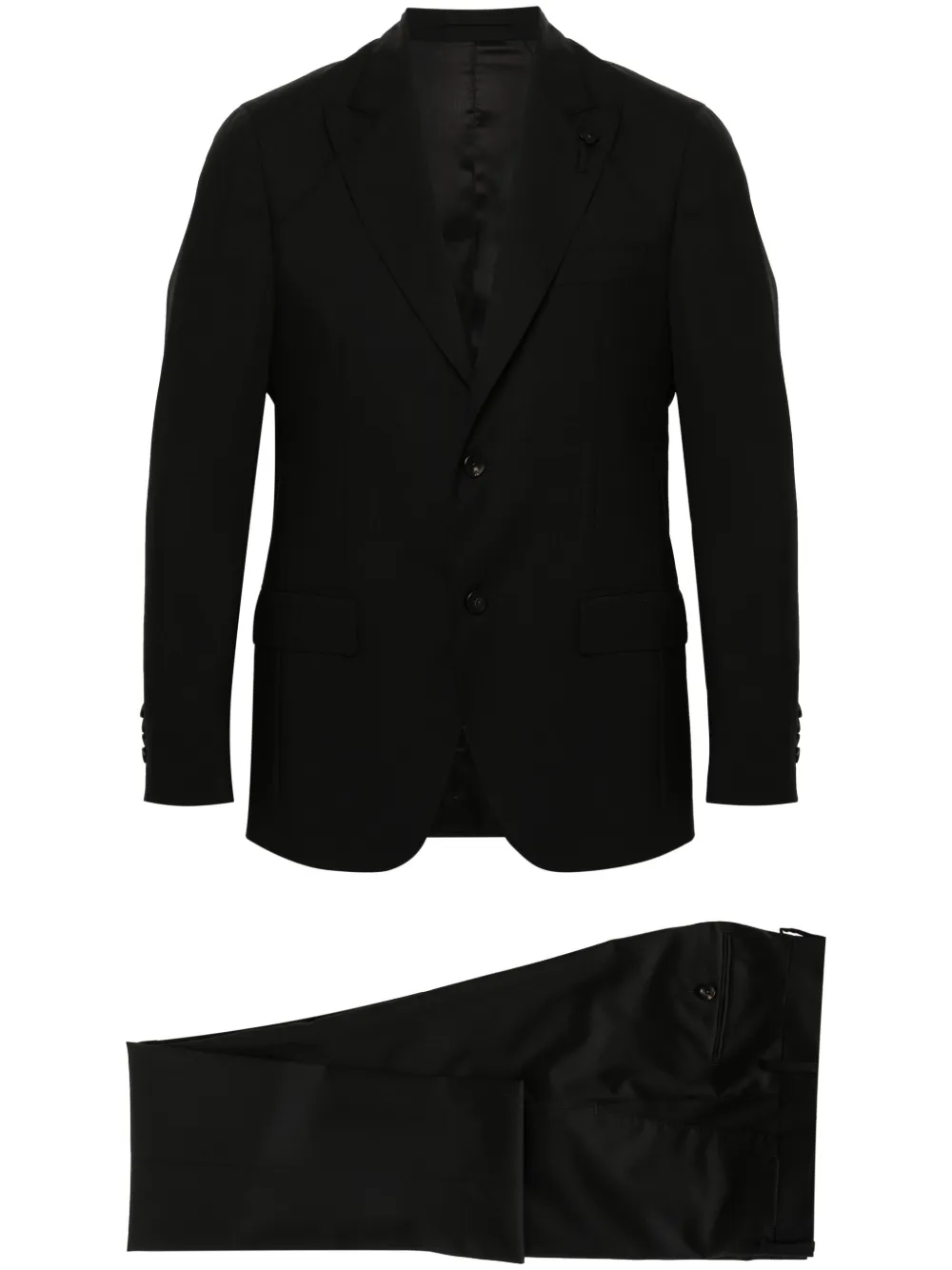 

Шерстяной костюм с однобортным пиджаком Lardini, черный